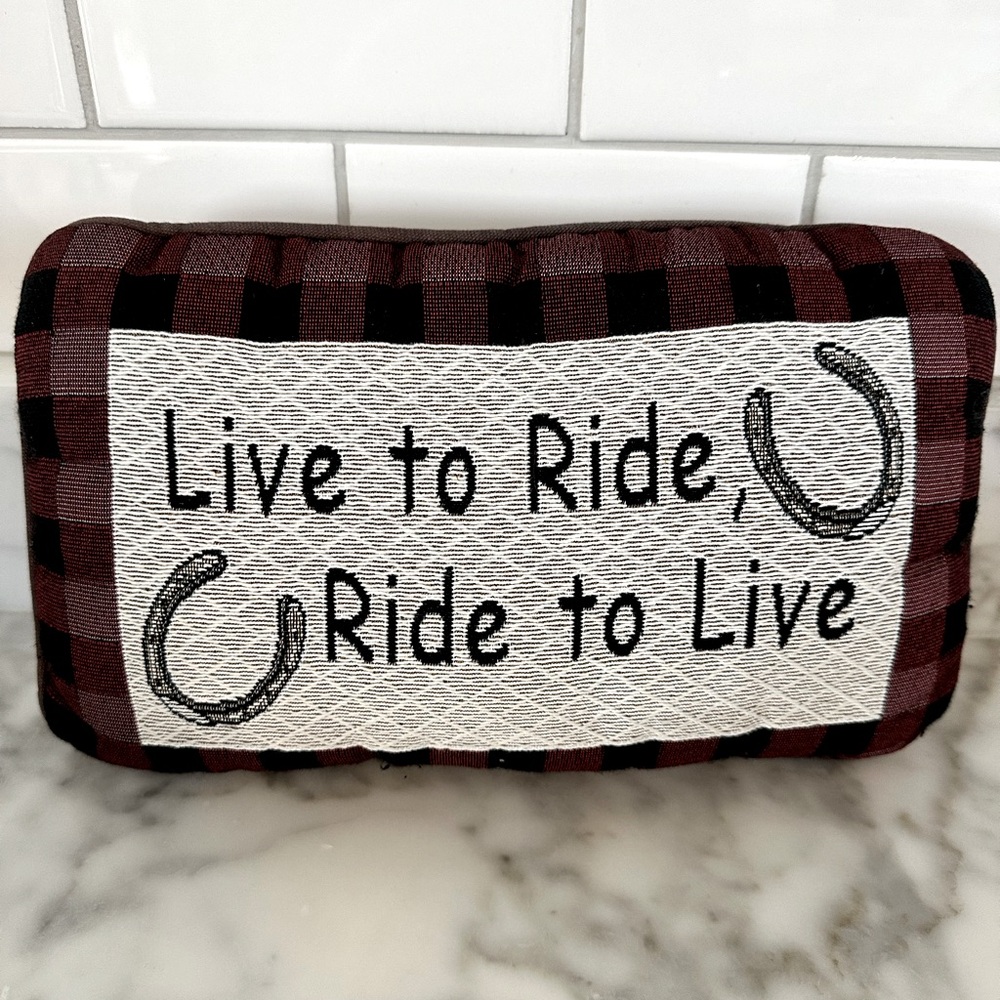 Vintage ‘Live To Ride, Ride To Live’ Tapestry Pillow